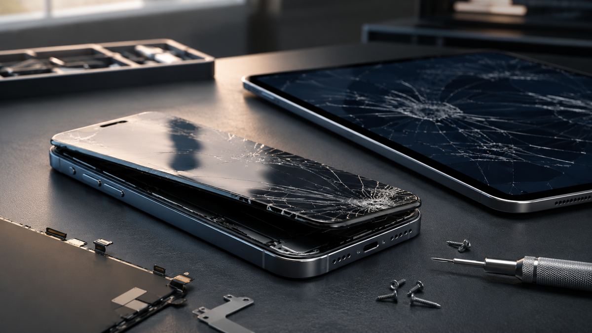 Cracked screen device parts